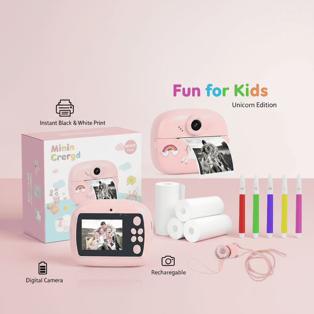 Mini Camera Printer – Instant Digital Camera & Printer
