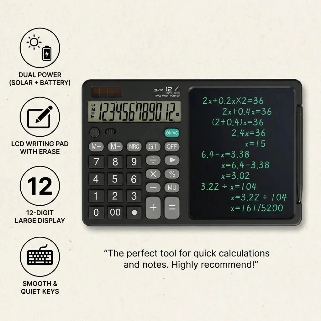 Dual Function Calculator & Writing Tablet